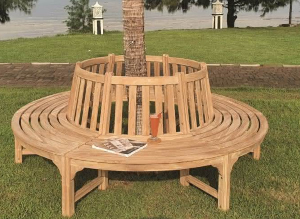 Baumbank aus Teakholz Ø 220 x 90 cm